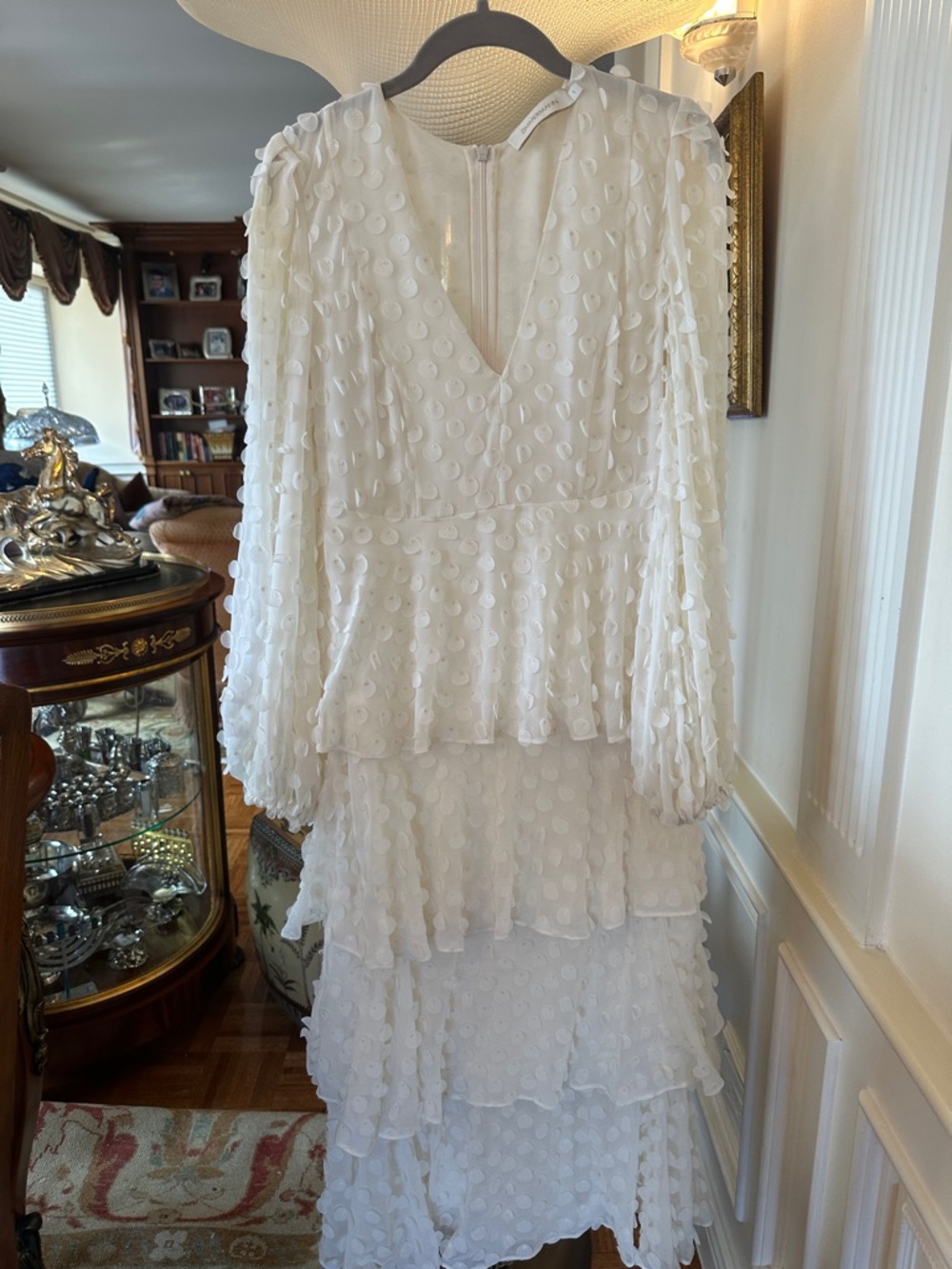 Zimmermann Ivory Dot-Embellished V-Neck Dress